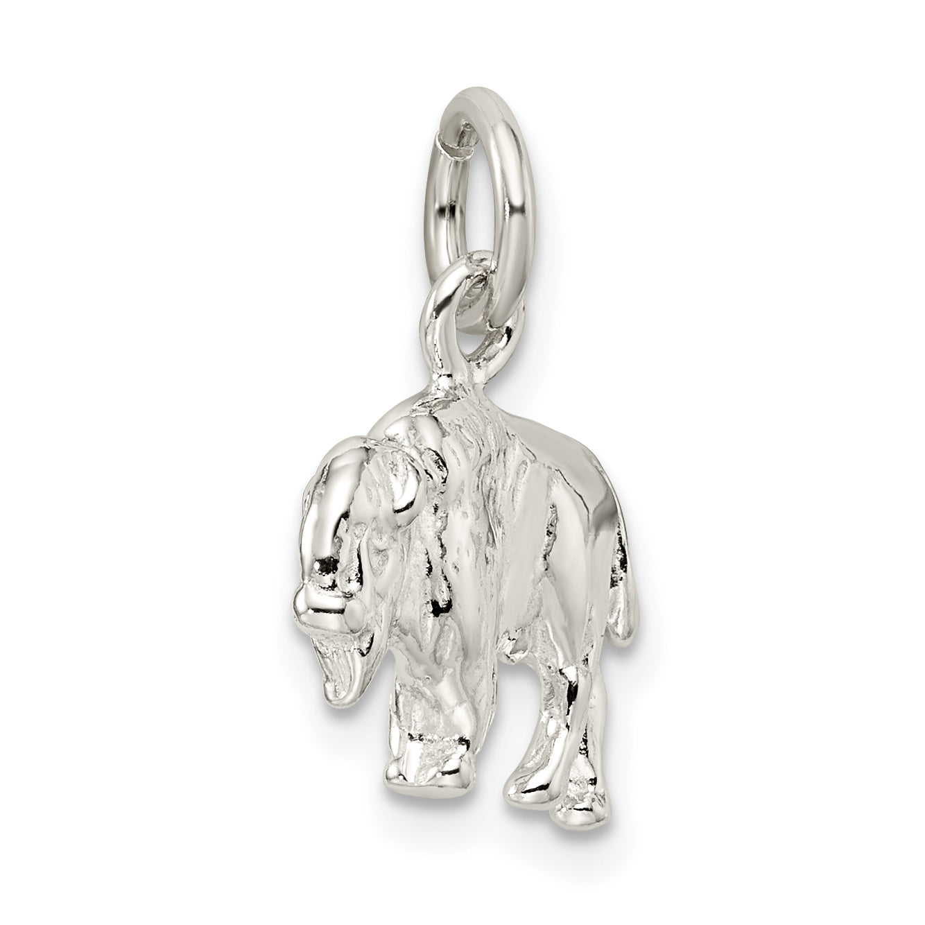 Sterling Silver 3D Buffalo Charm with Polished Anti-Tarnish Finish