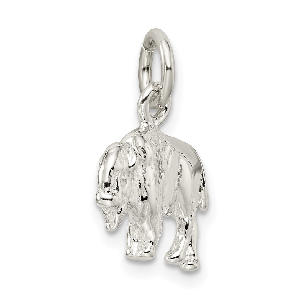 Sterling Silver 3D Buffalo Charm with Polished Anti-Tarnish Finish