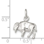 Sterling Silver 3D Buffalo Charm with Polished Anti-Tarnish Finish