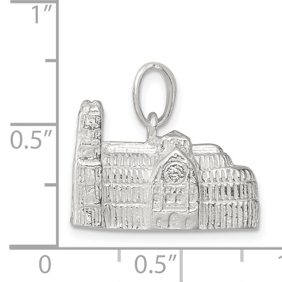 Sterling Silver 3D Westminster Abbey Charm Polished Finish