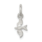 Sterling Silver 925 Bird Charm with Anti-Tarnish Coating Solid, Casted Design