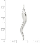 Sterling Silver 925 Italian Horn Pendant with Polished 3D Design and Anti-Tarnish Finish