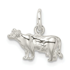 Sterling Silver 3D Cow Charm with Polished Anti-Tarnish Finish
