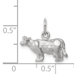 Sterling Silver 3D Cow Charm with Polished Anti-Tarnish Finish