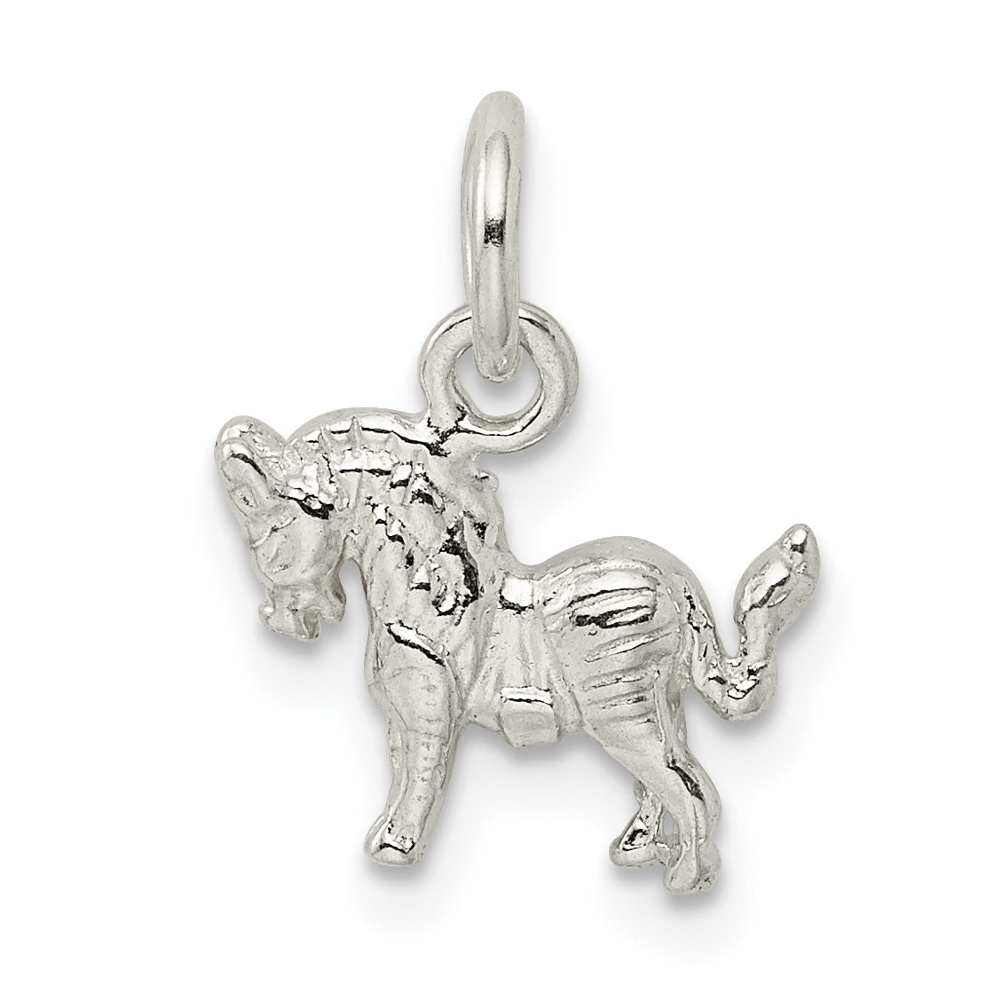 Sophia Jewelers 925 Sterling Silver 3D Horse Charm with Polished Finish and Anti-Tarnish Coating