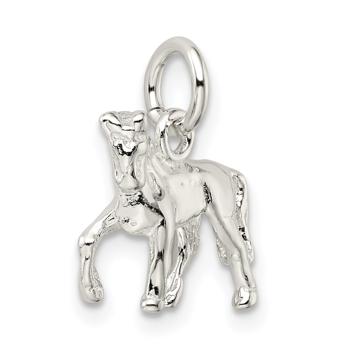 Sterling Silver 3D Horse Charm with Polished Anti-Tarnish Finish