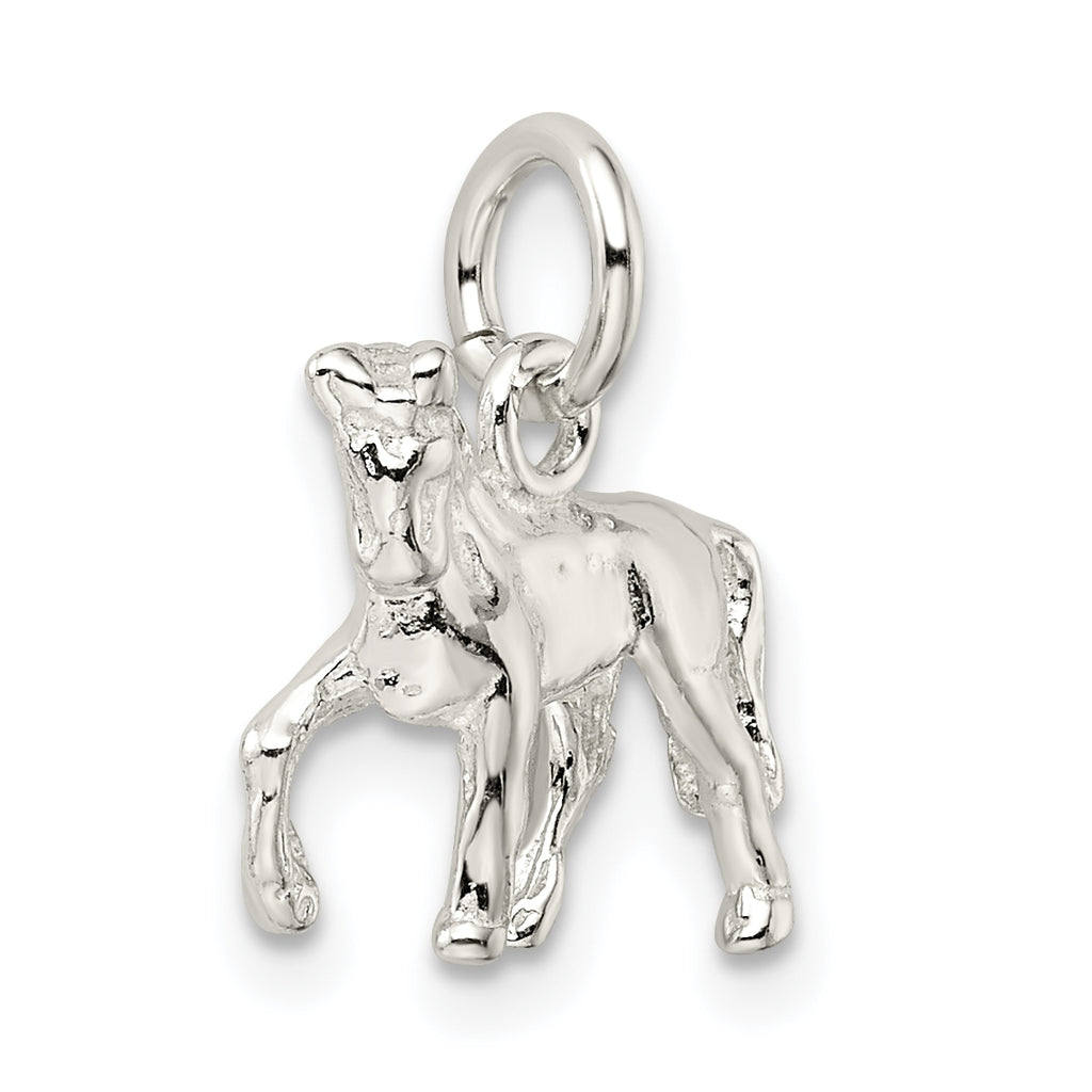 Sterling Silver 3D Horse Charm with Polished Anti-Tarnish Finish