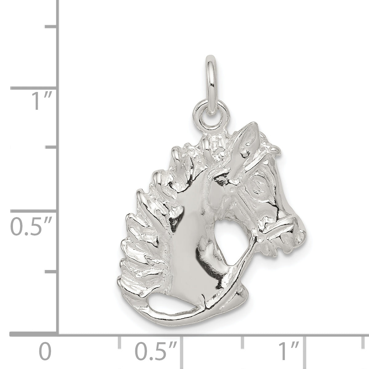 925 Sterling Silver Horse Charm with Polished Solid Design for Men