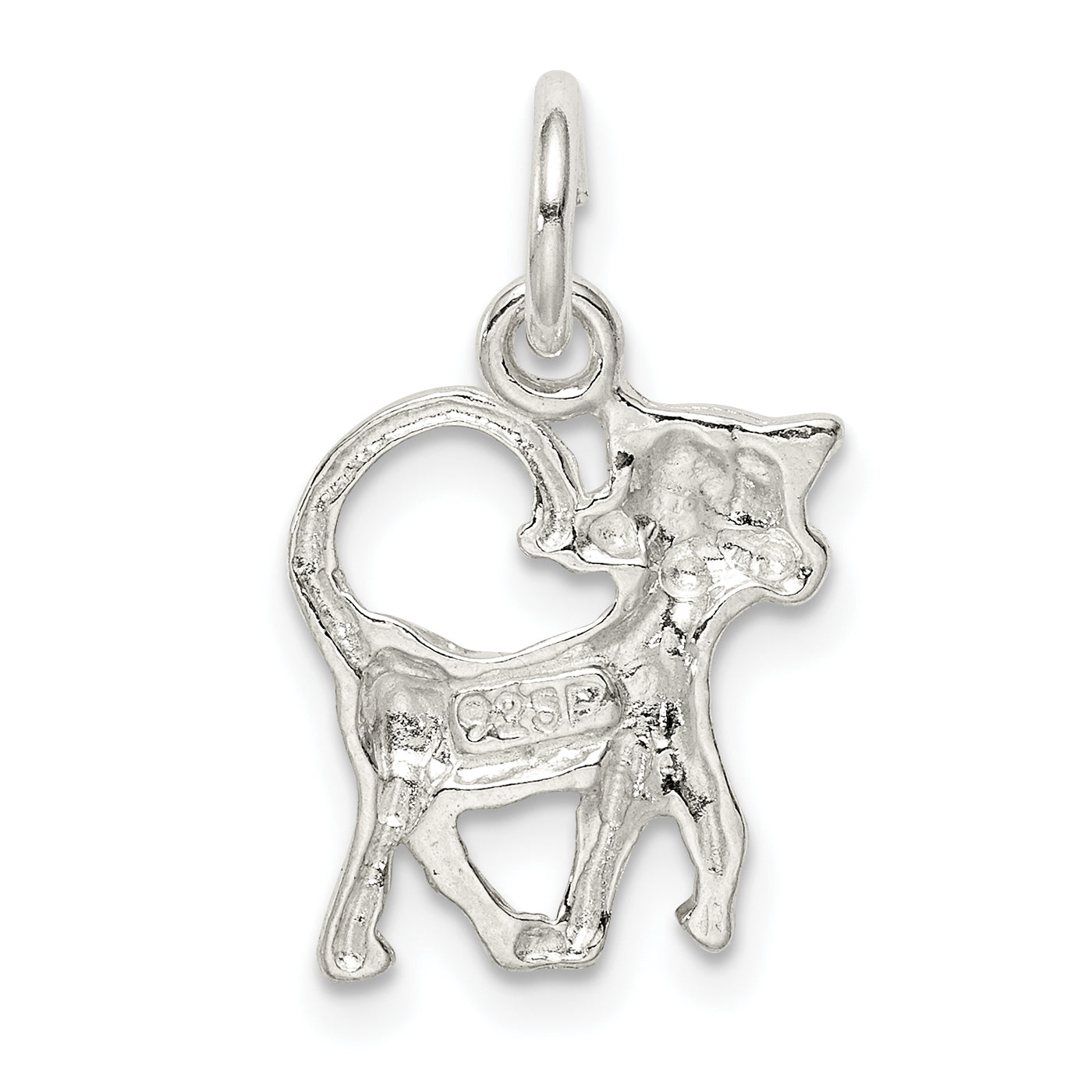 925 Sterling Silver Cat Charm with Anti-Tarnish Solid Cast Design