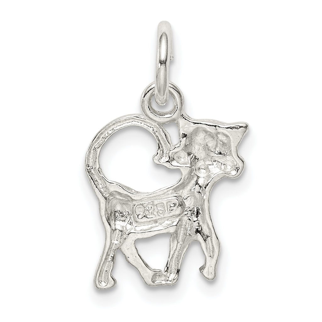 925 Sterling Silver Cat Charm with Anti-Tarnish Solid Cast Design