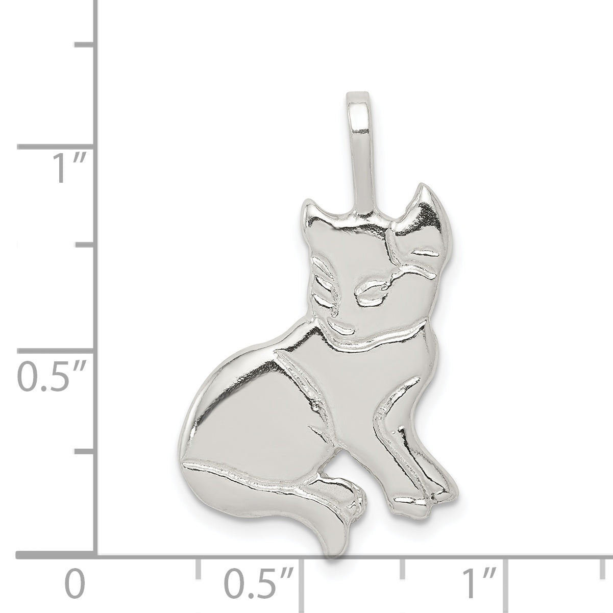 Sterling Silver 925 Cat Pendant with Anti-Tarnish Solid Design