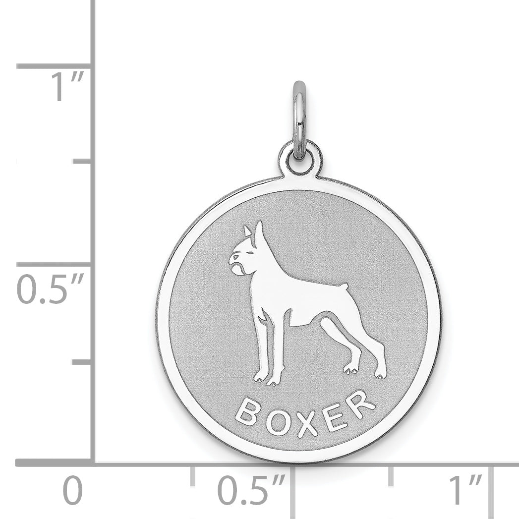 Sterling Silver Rhodium-Plated Boxer Charm with Engravable Back
