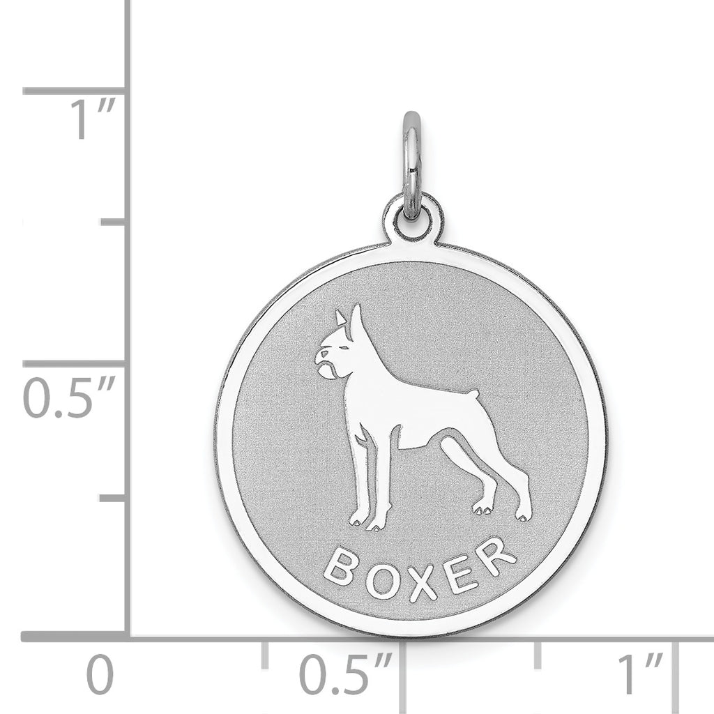 Sterling Silver Rhodium-Plated Boxer Charm with Engravable Back