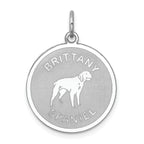 Sterling Silver Rhodium-plated Brittany Spaniel Disc Charm
