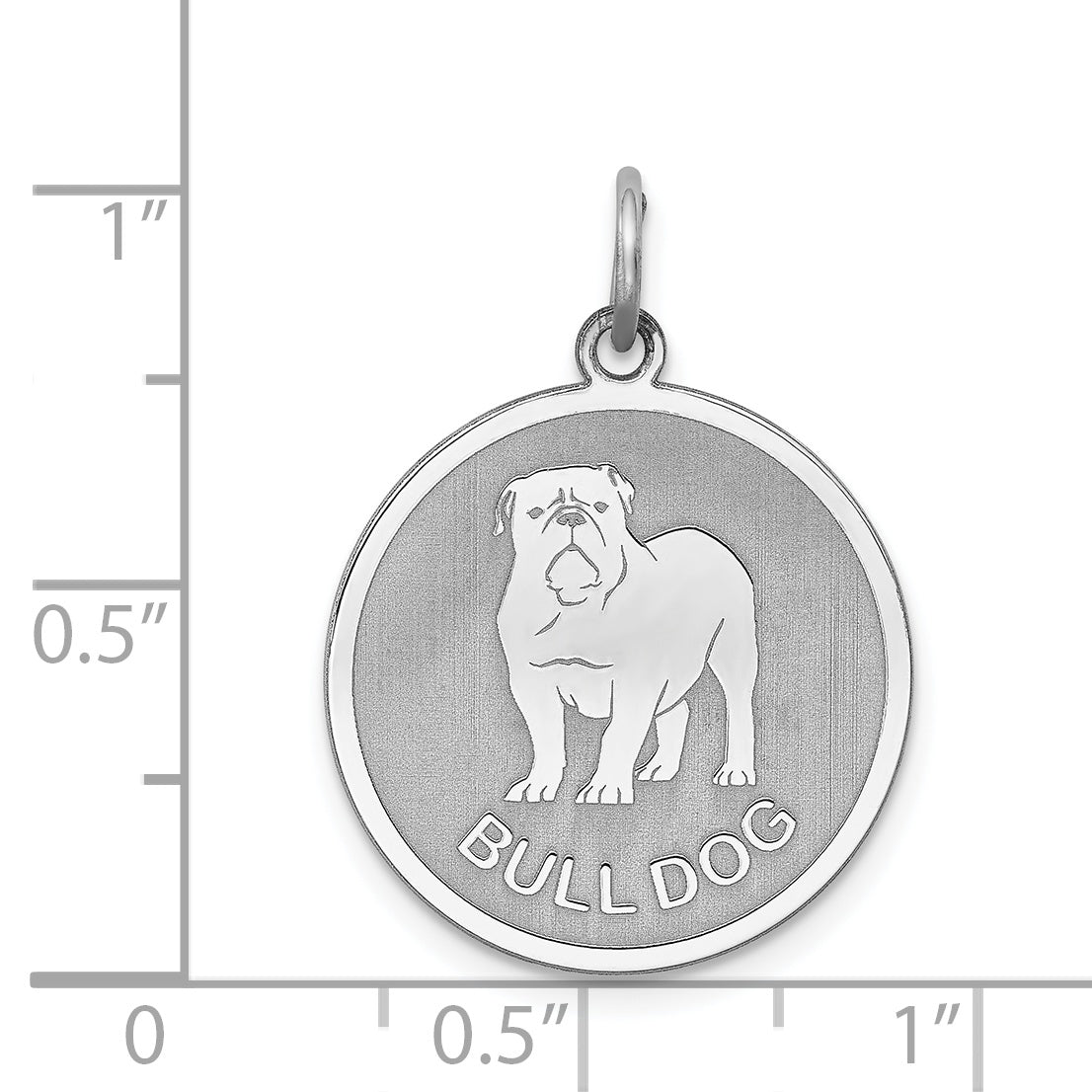 Sterling Silver Rhodium-Plated Bulldog Charm with Engravable Back