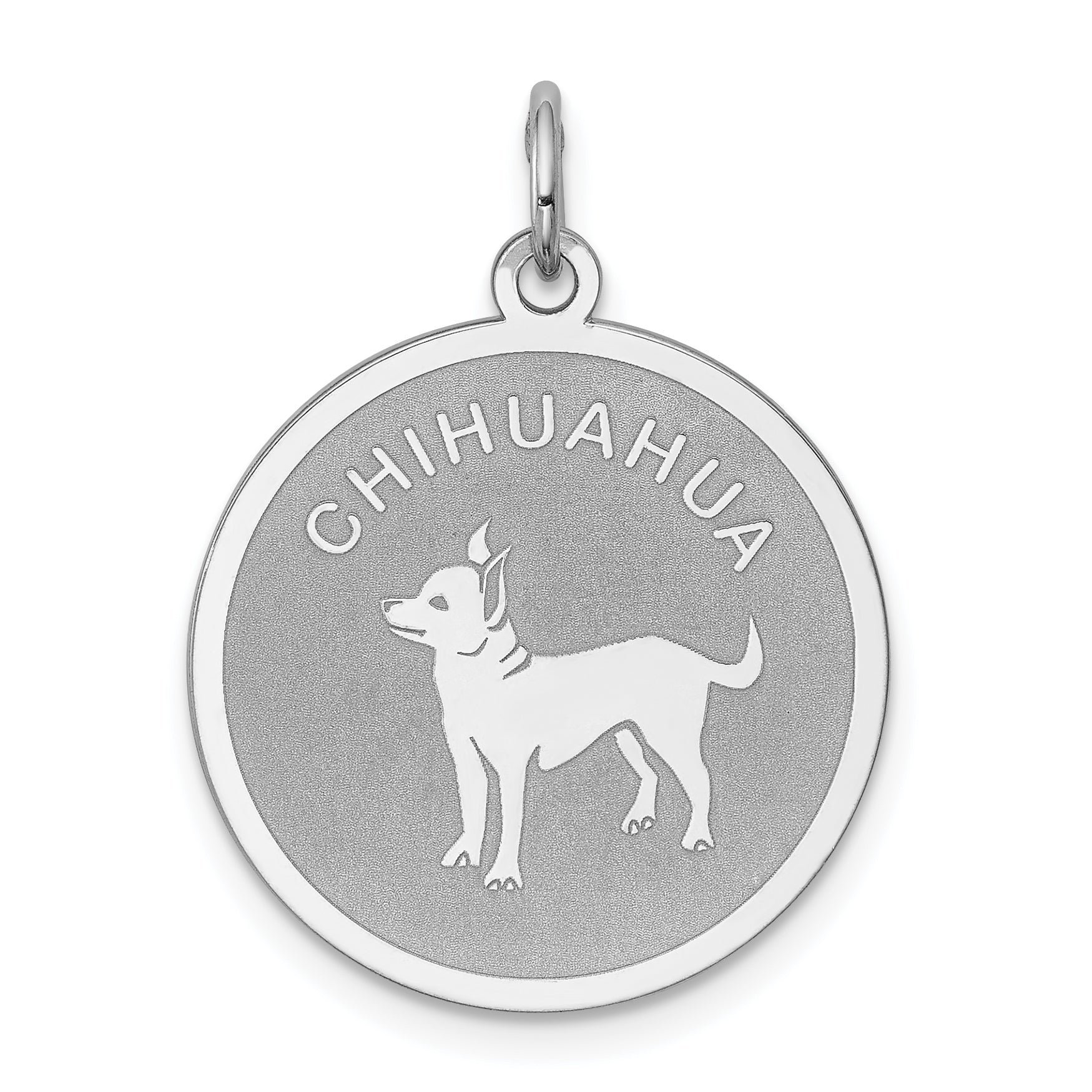 Sterling Silver Rhodium-plated Chihuahua Disc Charm Main image