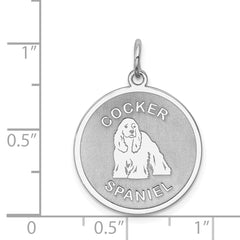 Sterling Silver 925 Rhodium-Plated Cocker Spaniel Charm with Engravable Back