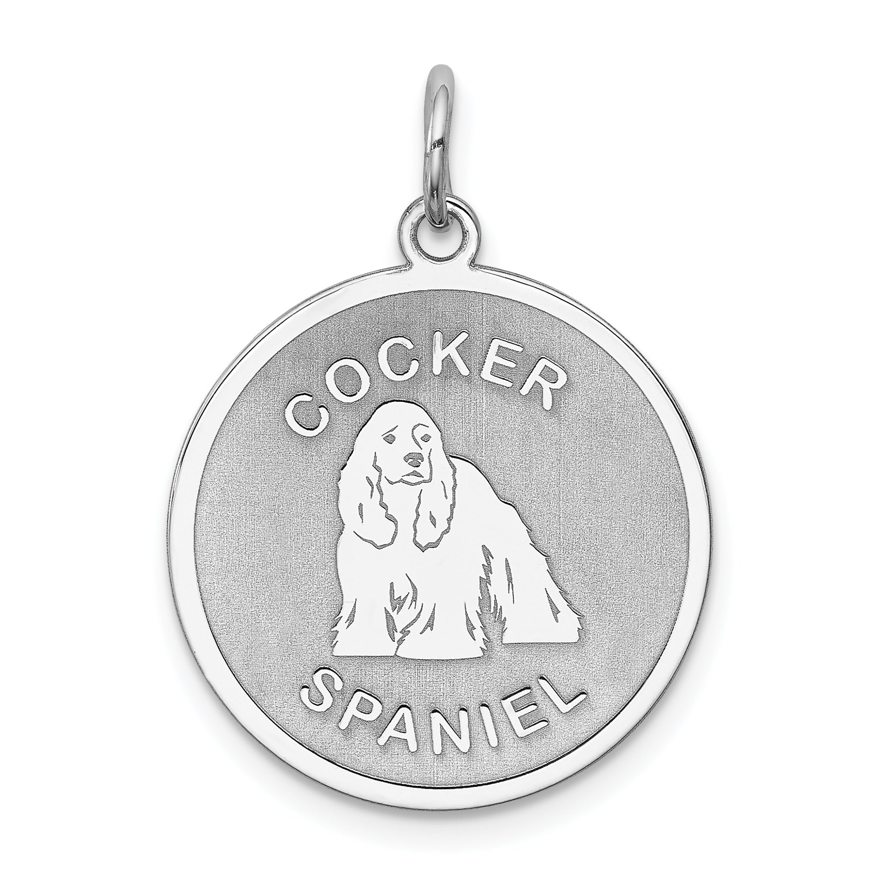 Sterling Silver Rhodium-plated Cocker Spaniel Disc Charm Main image