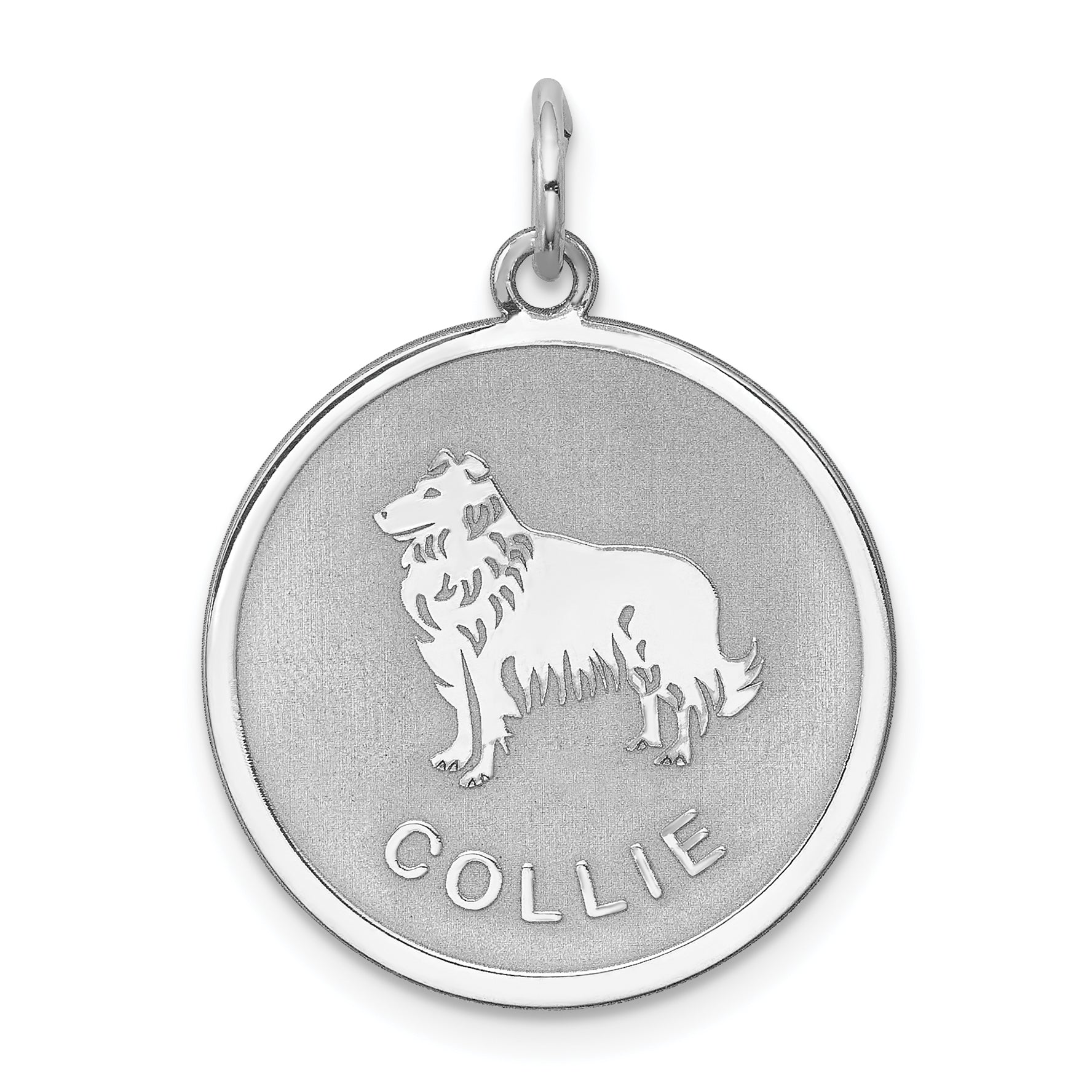 Sterling Silver Rhodium-plated Collie Disc Charm Main image