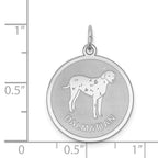 Sterling Silver 925 Rhodium-Plated Dalmatian Charm with Engravable Back