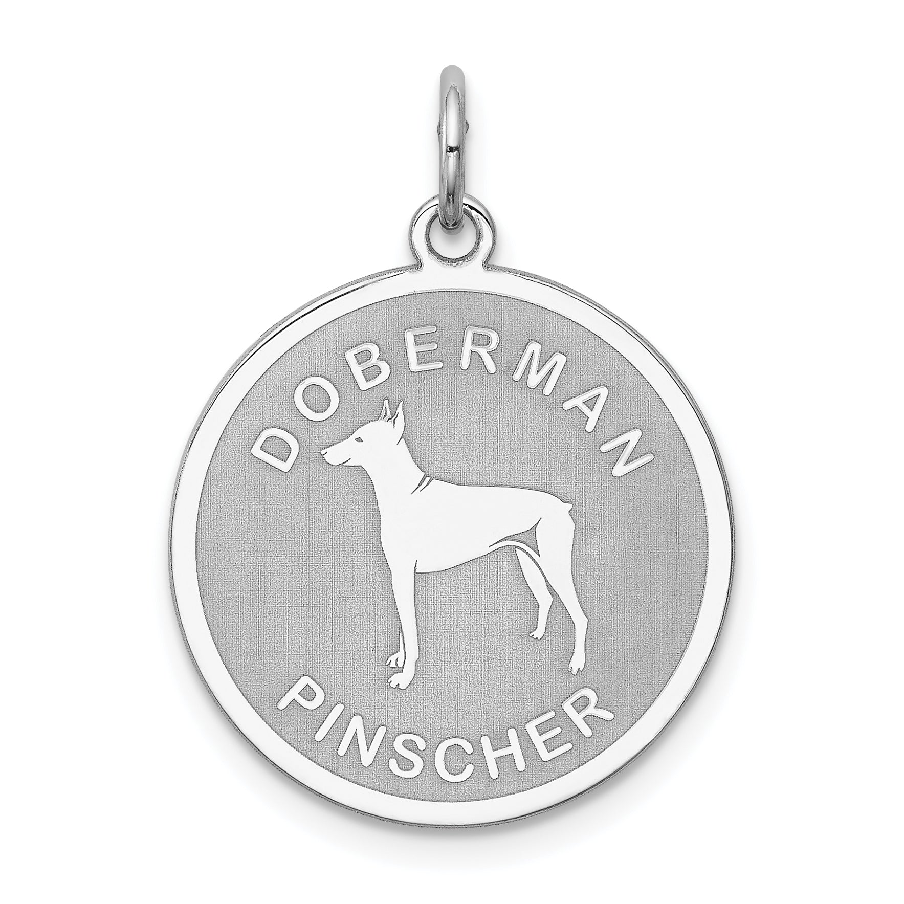 Sterling Silver Rhodium-plated Doberman Pinscher Disc Charm Main image