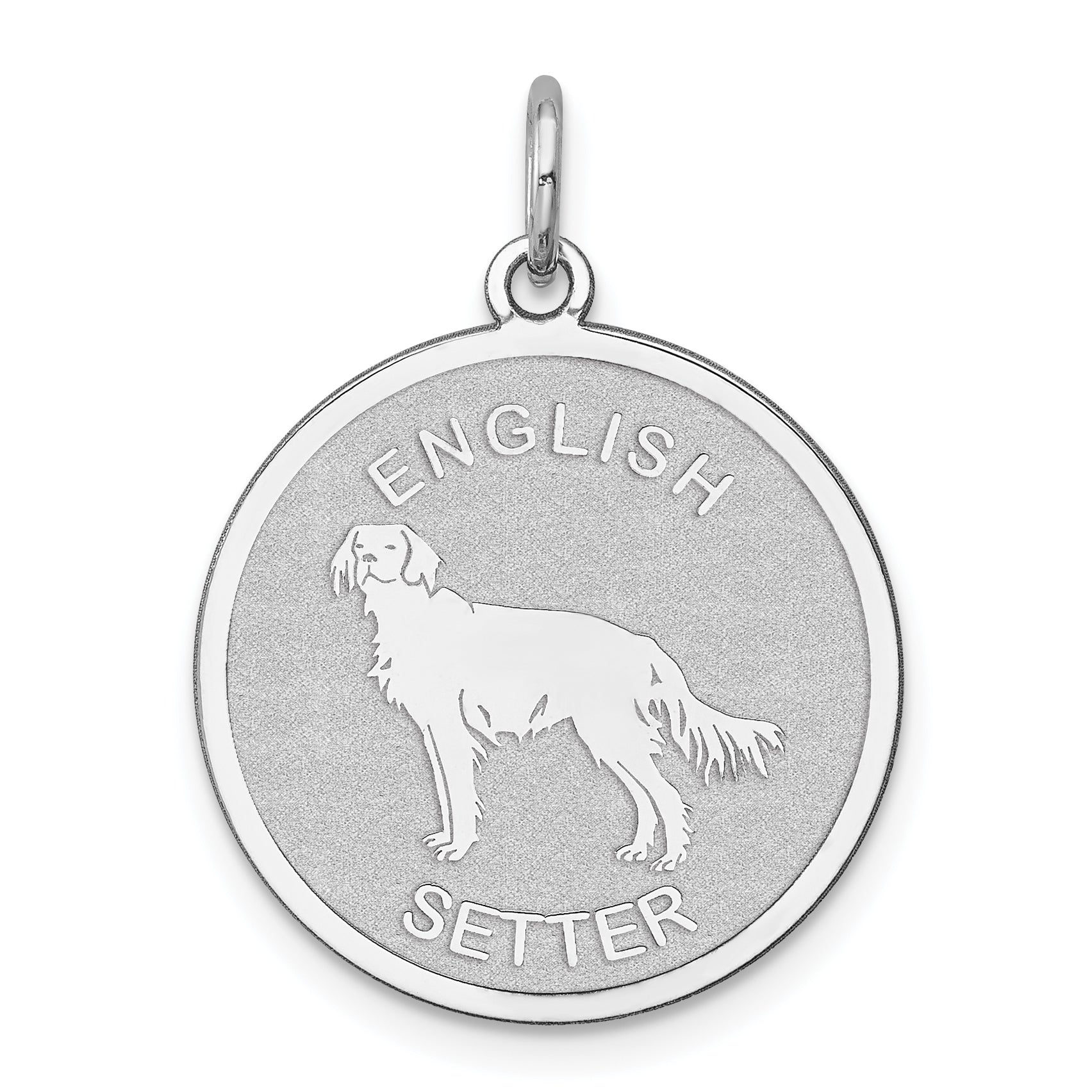Sterling Silver Rhodium-plated English Setter Disc Charm Main image