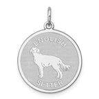 Sterling Silver Rhodium-plated English Setter Disc Charm