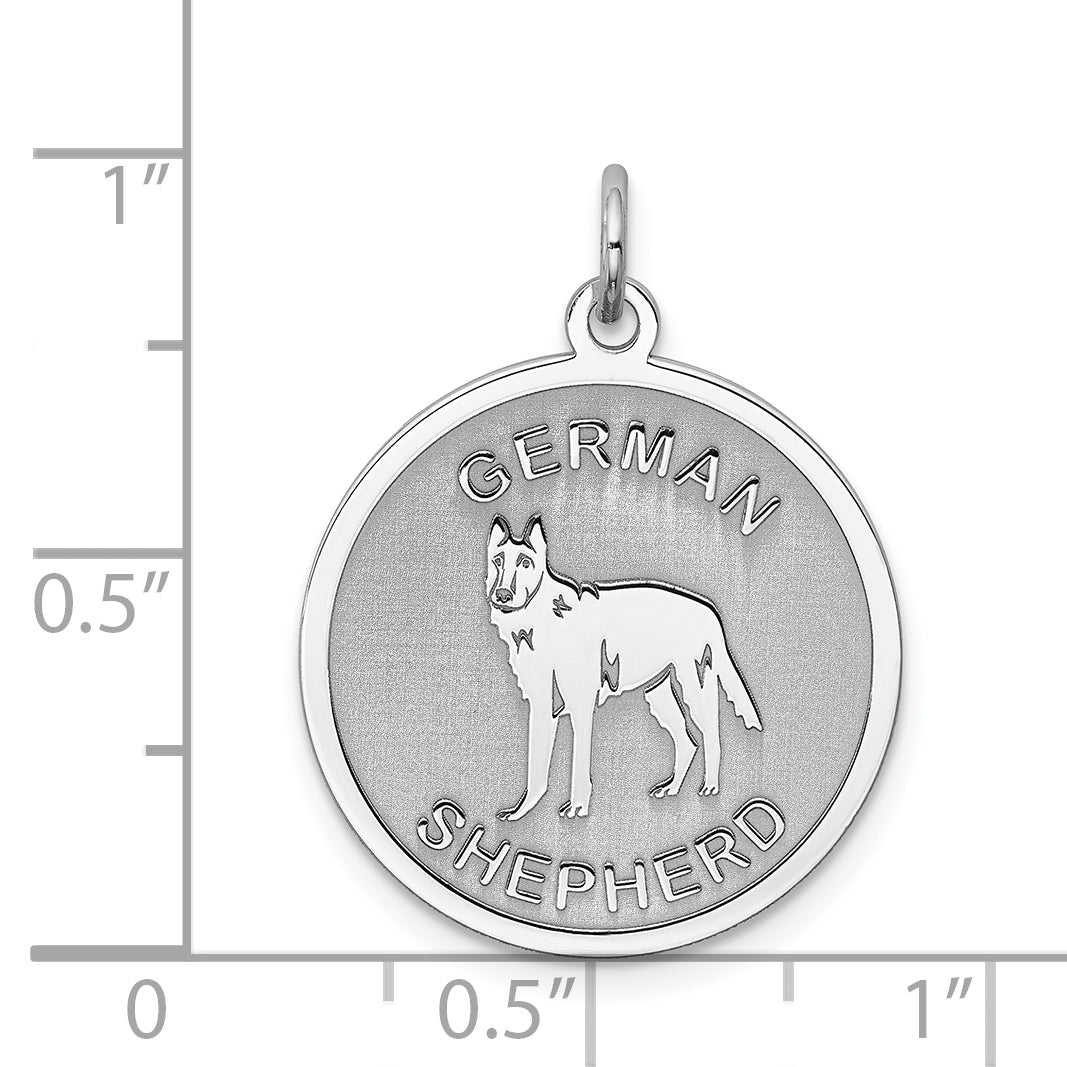 Sterling Silver 925 Rhodium-Plated German Shepherd Charm Engravable Detailed Design