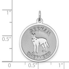 Sterling Silver 925 Rhodium-Plated German Shepherd Charm Engravable Detailed Design