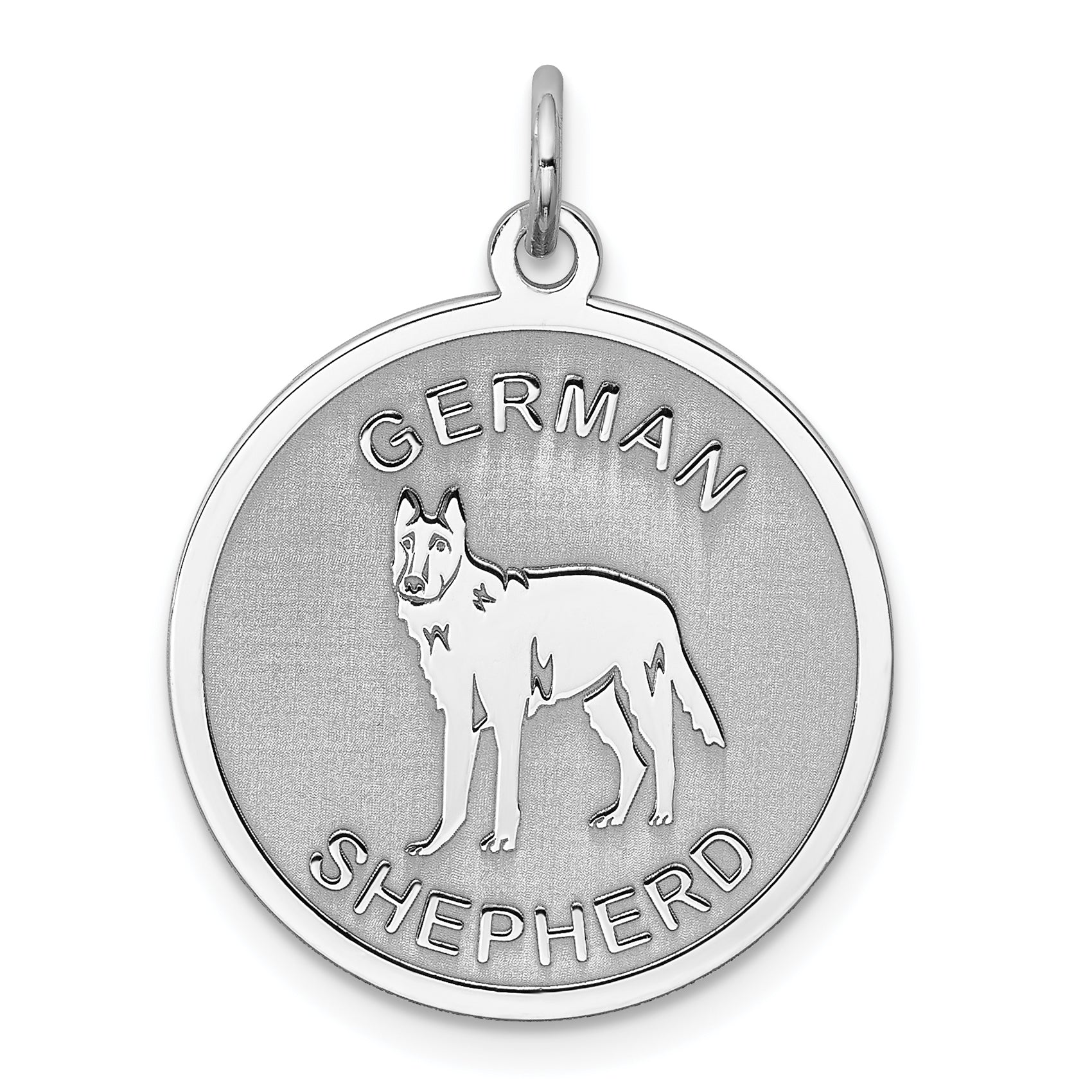 Sterling Silver Rhodium-plated German Shepherd Disc Charm Main image