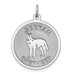 Sterling Silver Rhodium-plated German Shepherd Disc Charm