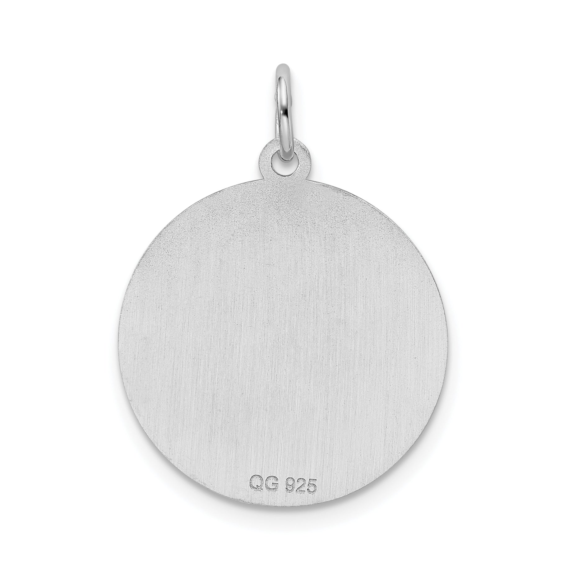 Sterling Silver 925 Greyhound Disc Pendant with Rhodium Plating and Engravable Back