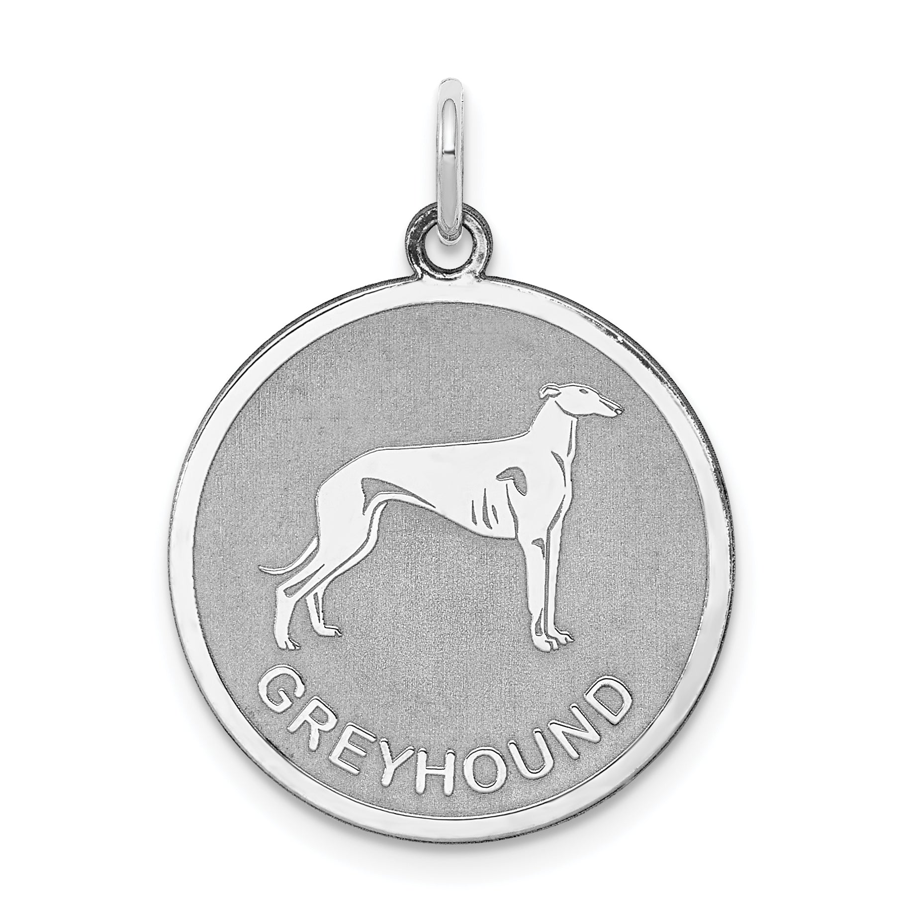 Sterling Silver Rhodium-plated Greyhound Disc Charm Main image