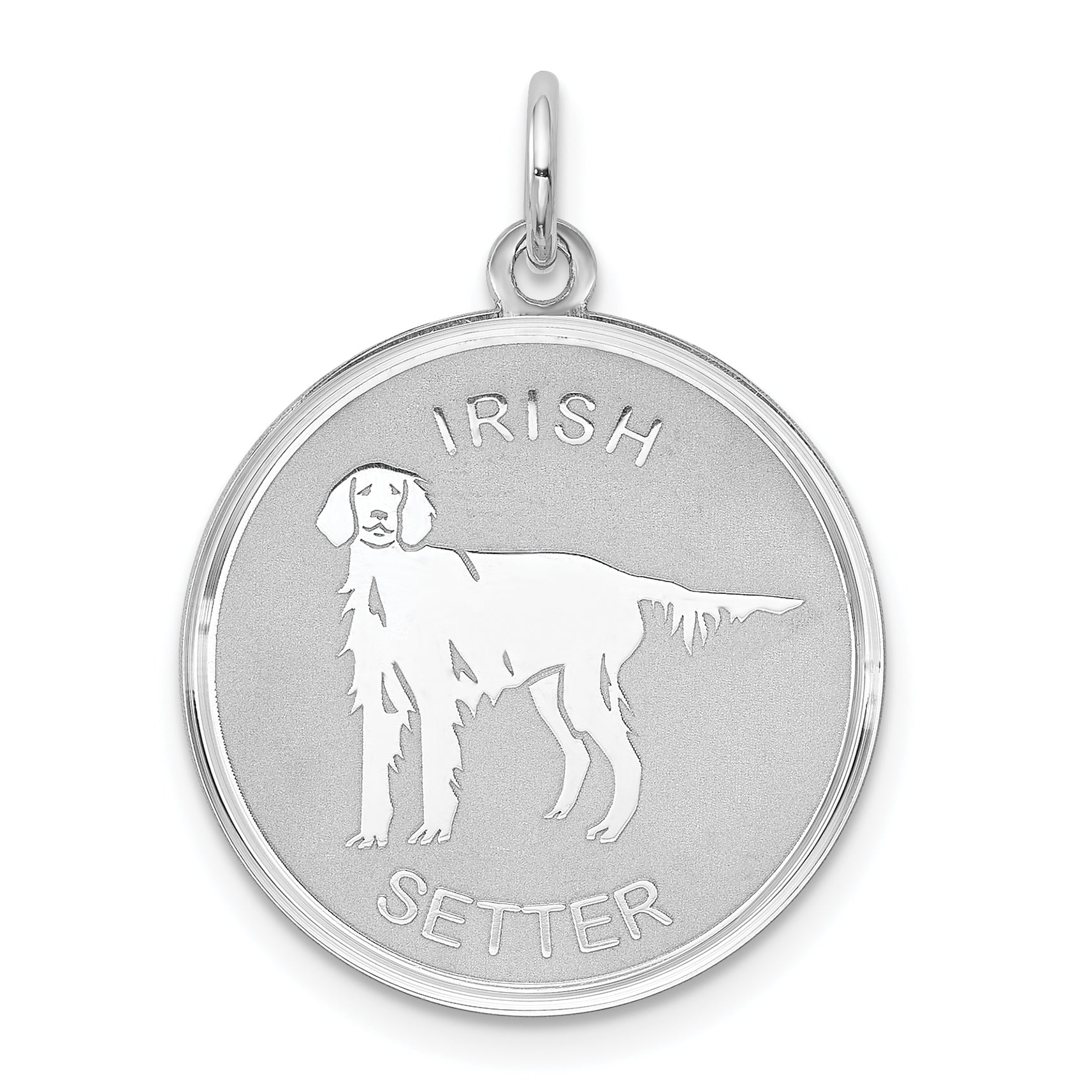 Sterling Silver Rhodium-plated Irish Setter Disc Charm Main image
