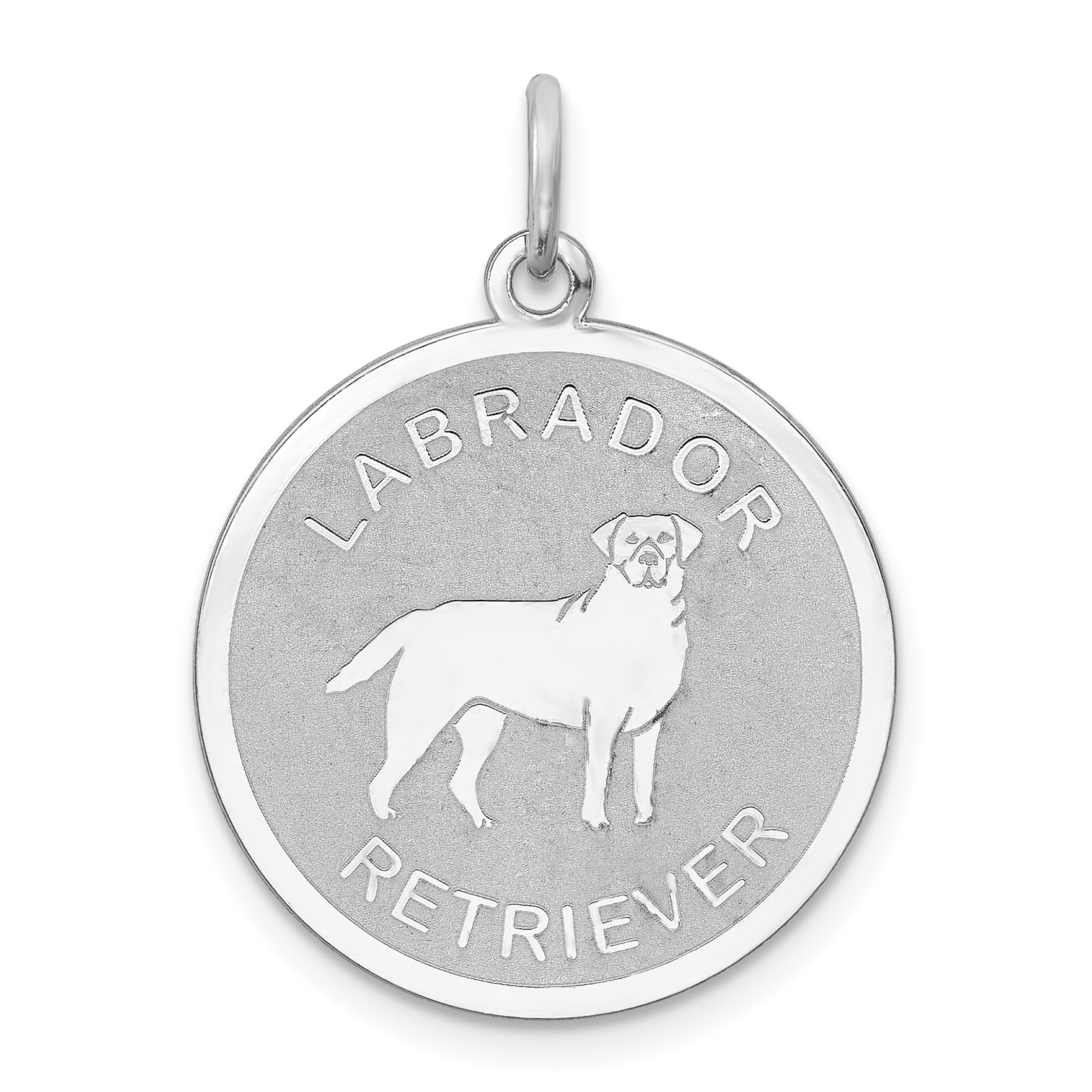 Sterling Silver Rhodium-plated Labrador Retrieve Disc Charm Main image