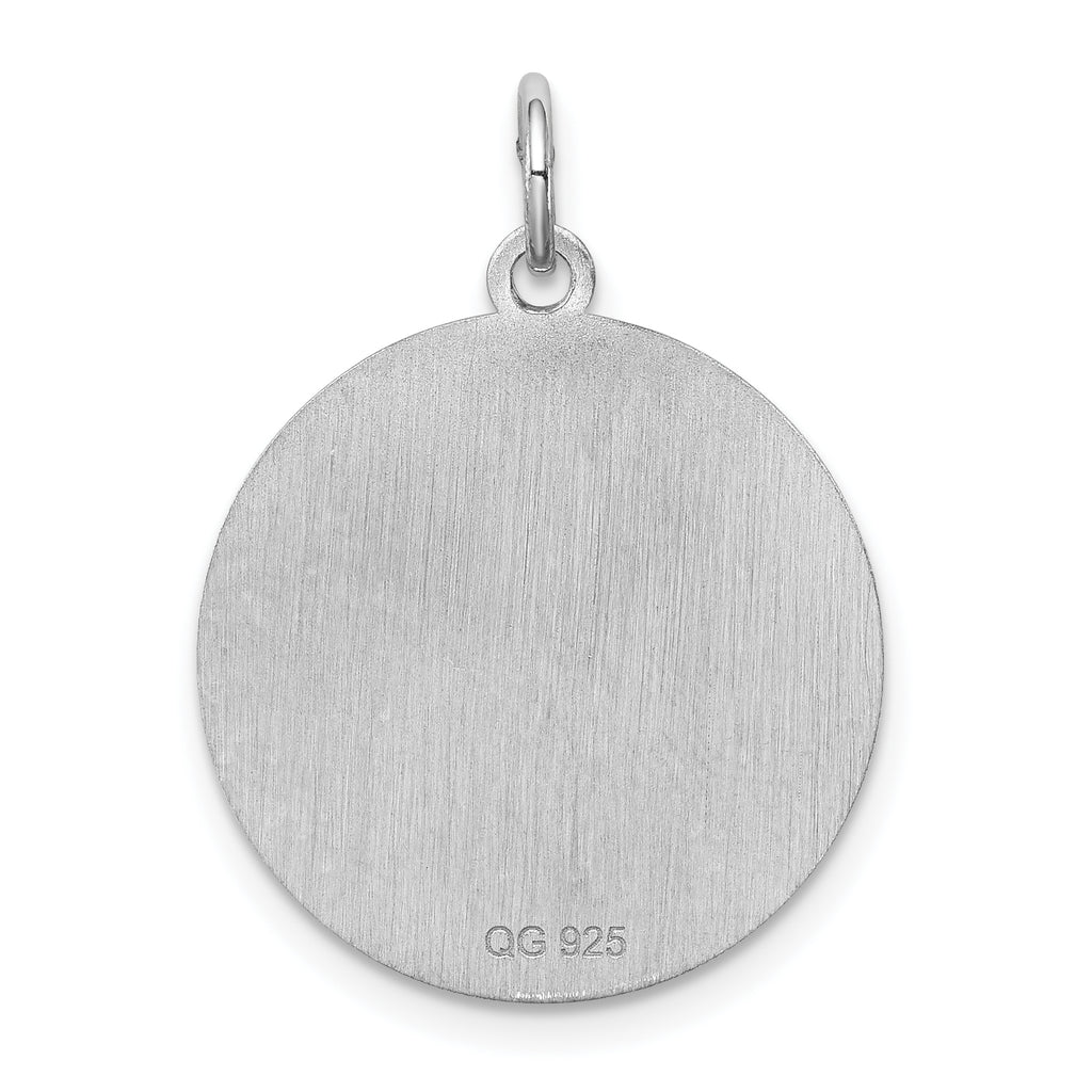 Sterling Silver Rhodium-Plated Maltese Disc Charm, Engravable Laser Design
