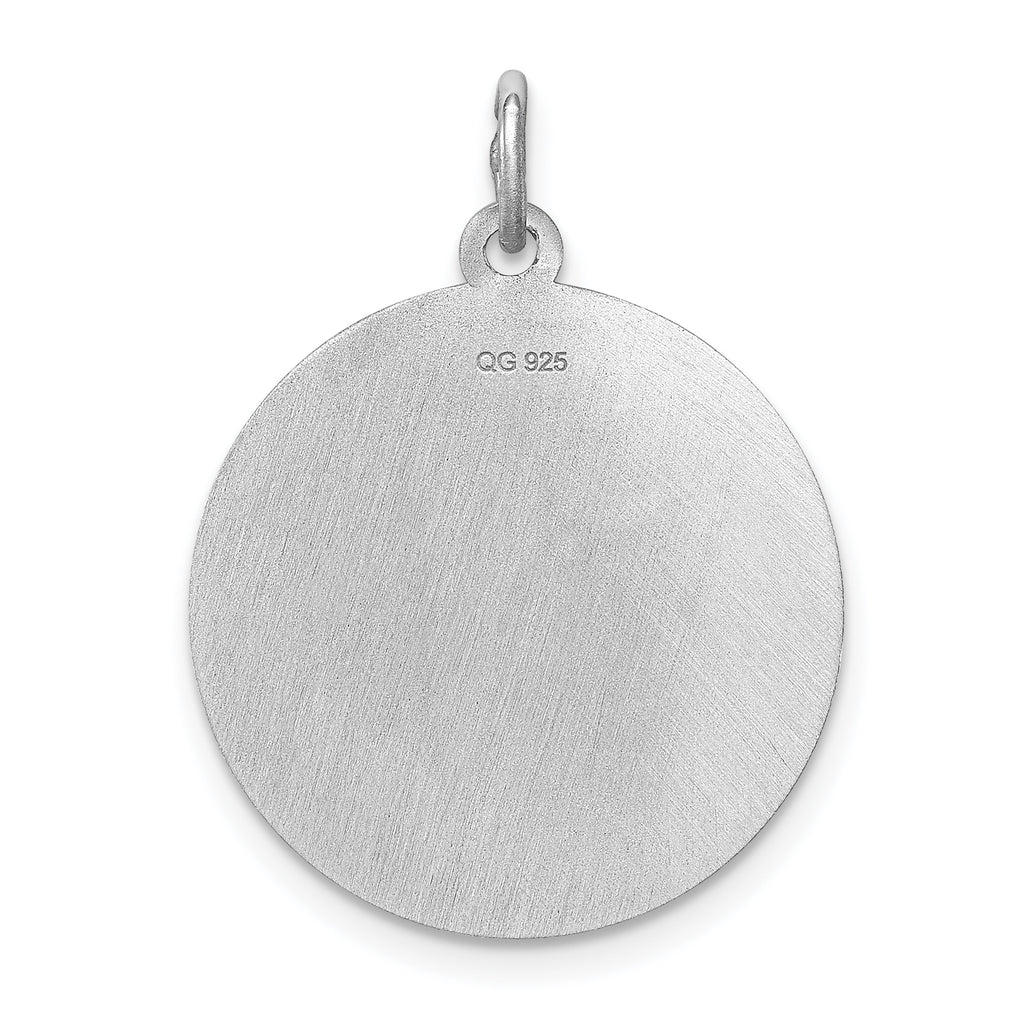 Sterling Silver 925 Miniature Pinscher Disc Charm with Rhodium Plating and Engravable Back