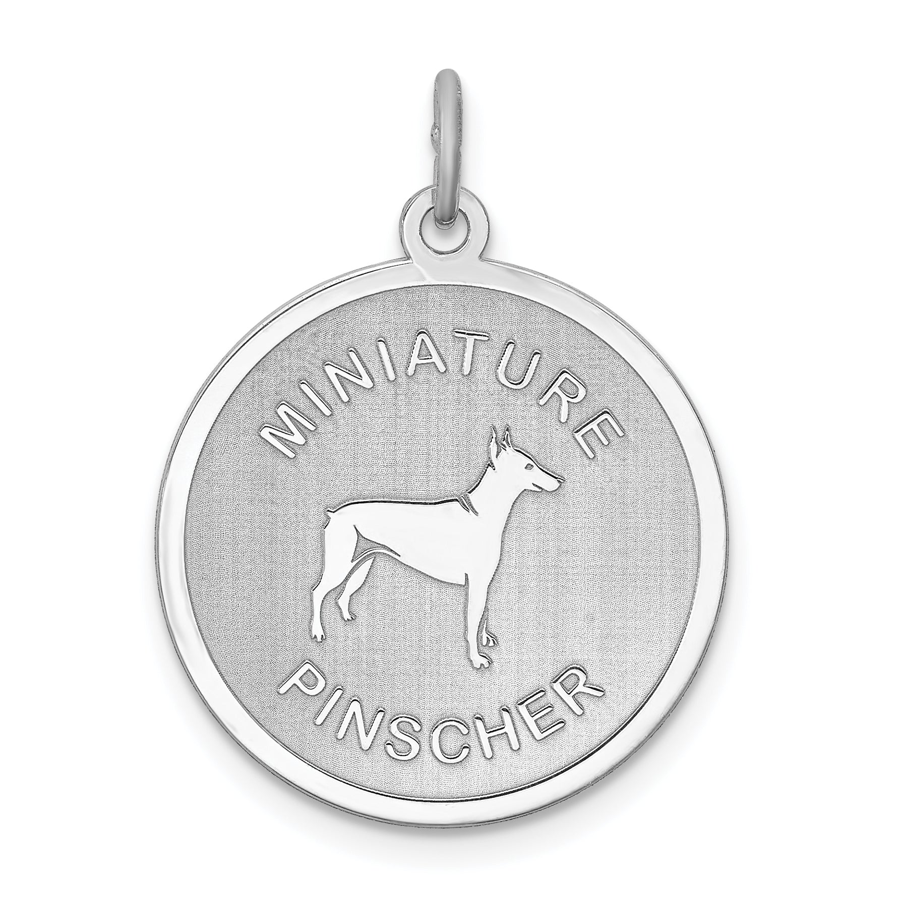 Sterling Silver Rhodium-plated Miniature Pinscher Disc Charm Main image