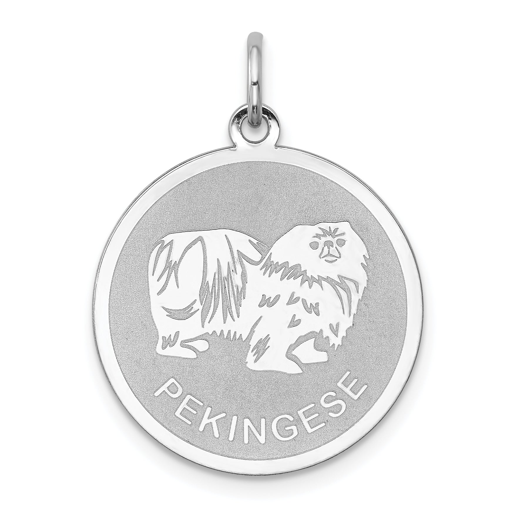 Sterling Silver Rhodium-plated Pekingese Disc Charm Main image