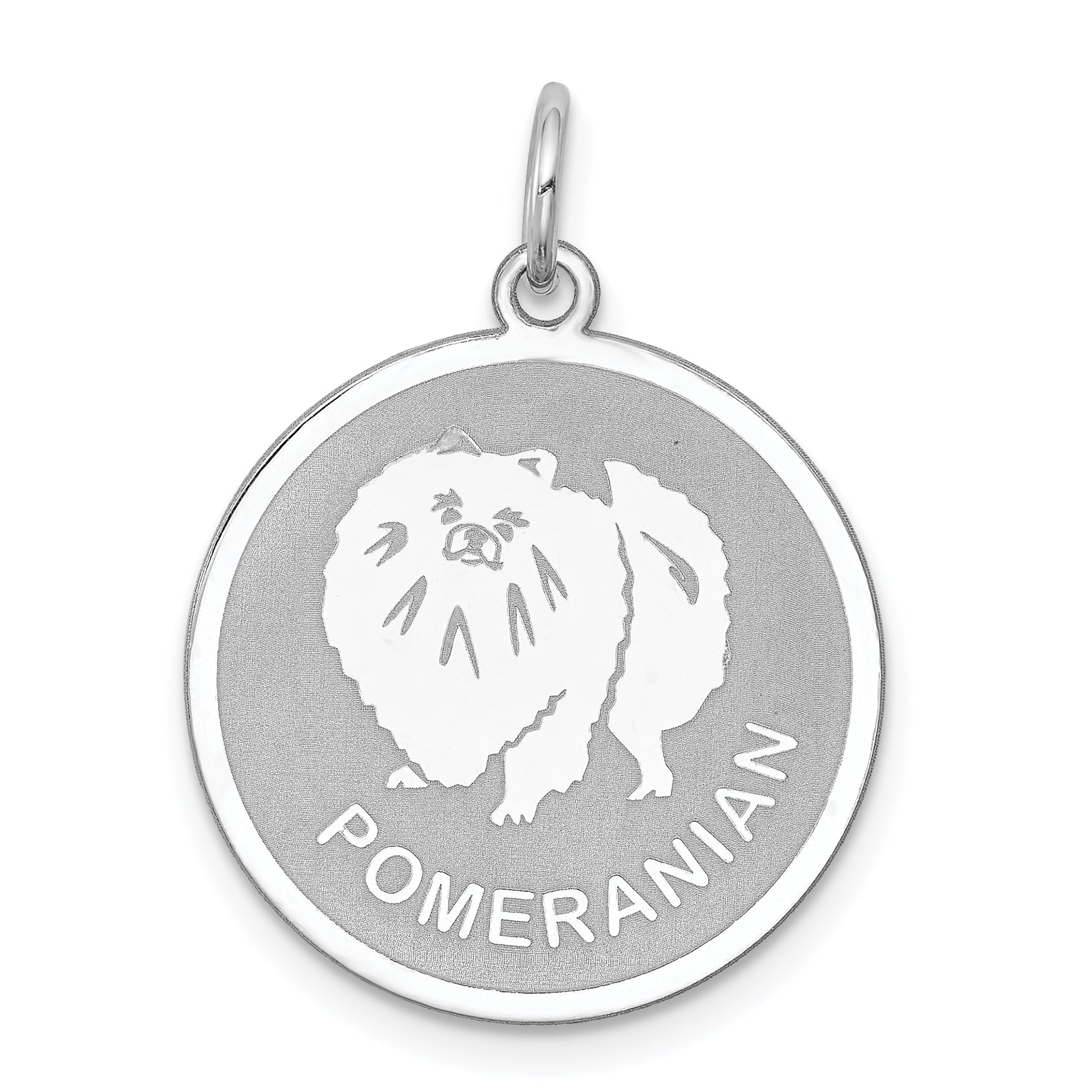 Sterling Silver Rhodium-plated Pomeranian Disc Charm Main image
