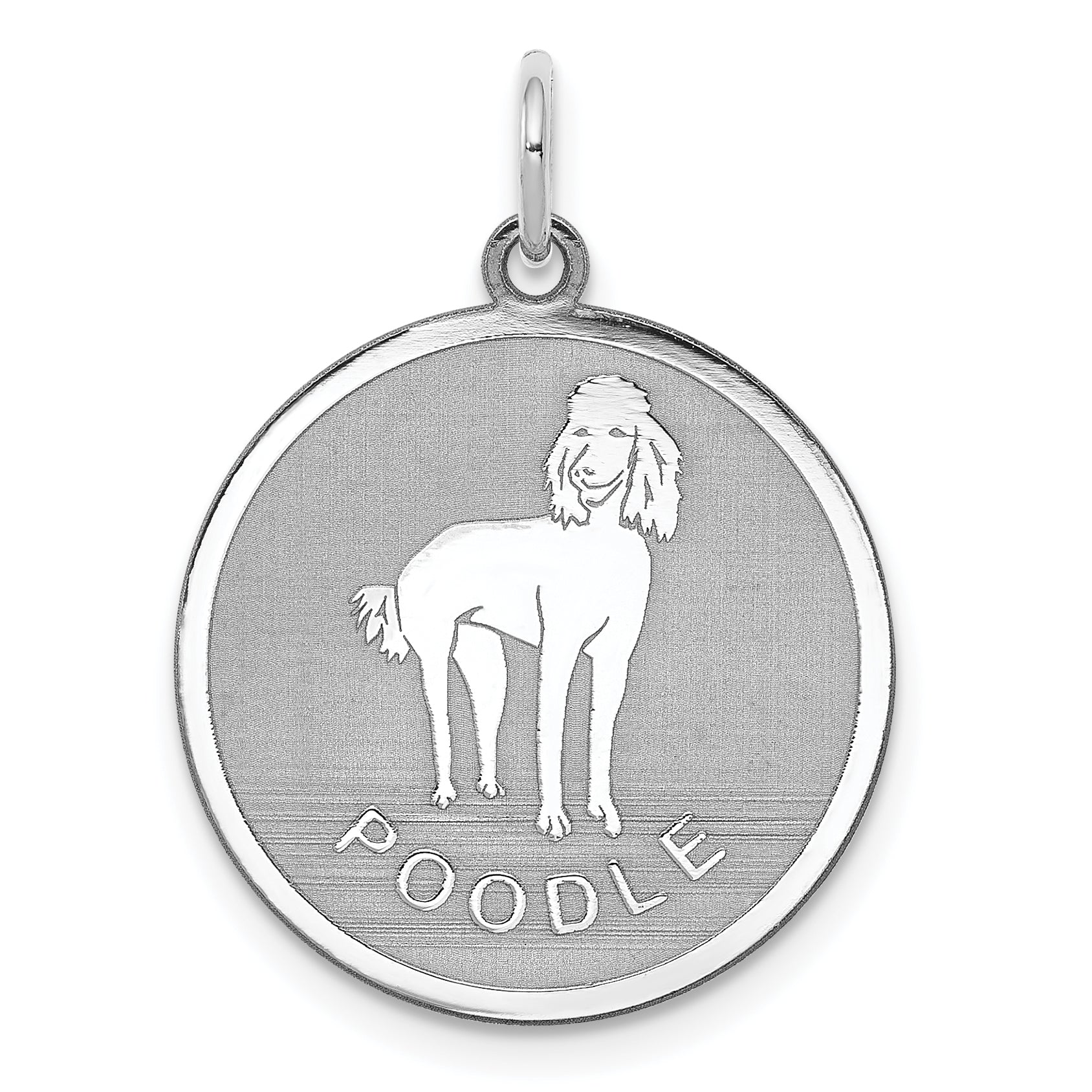 Sterling Silver Rhodium-plated Poodle Disc Charm Main image