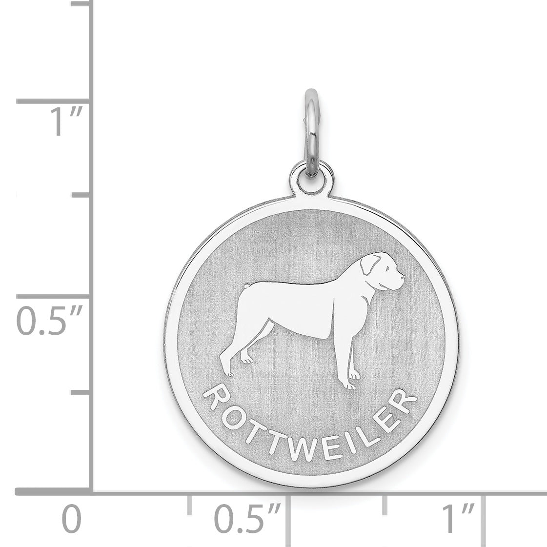 Sterling Silver 925 Rottweiler Charm with Rhodium-Plated Engravable Disc