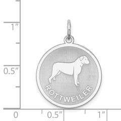 Sterling Silver 925 Rottweiler Charm with Rhodium-Plated Engravable Disc