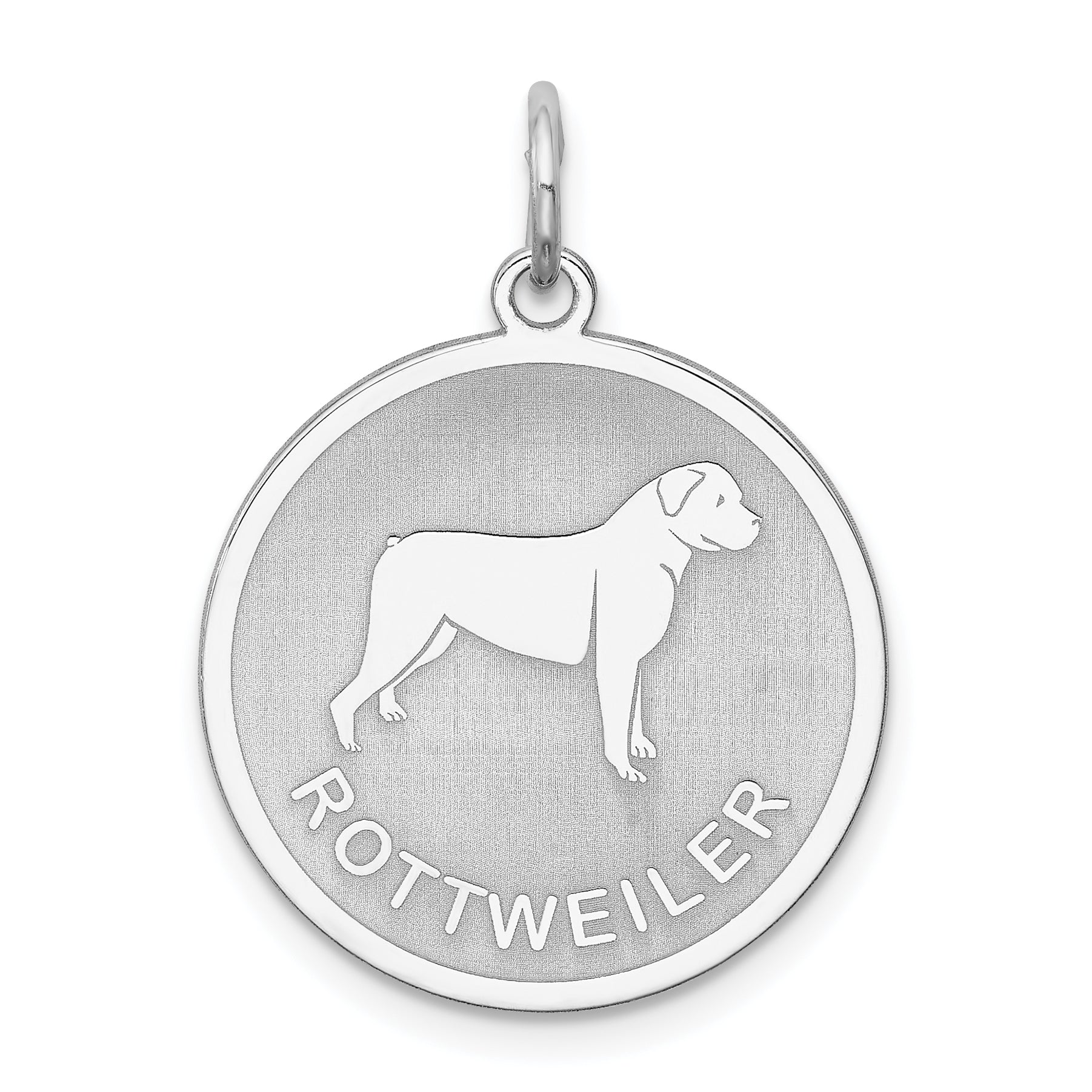 Sterling Silver Rhodium-plated Rottweiler Disc Charm Main image