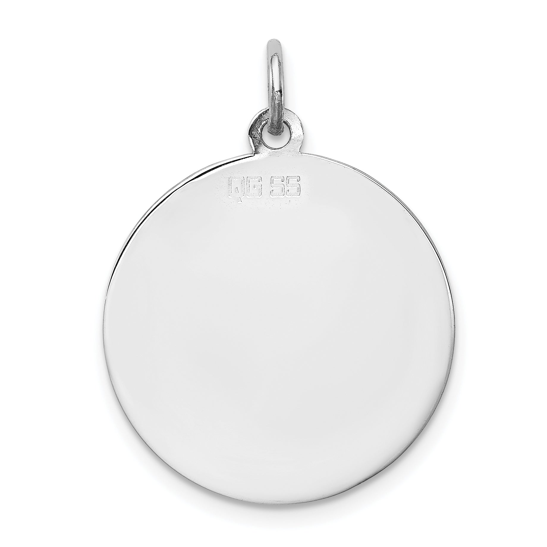 Sterling Silver Samoyed Charm with Rhodium-Plated Finish Engravable Disc