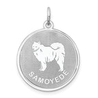 Sterling Silver Rhodium-plated Samoyed Disc Charm