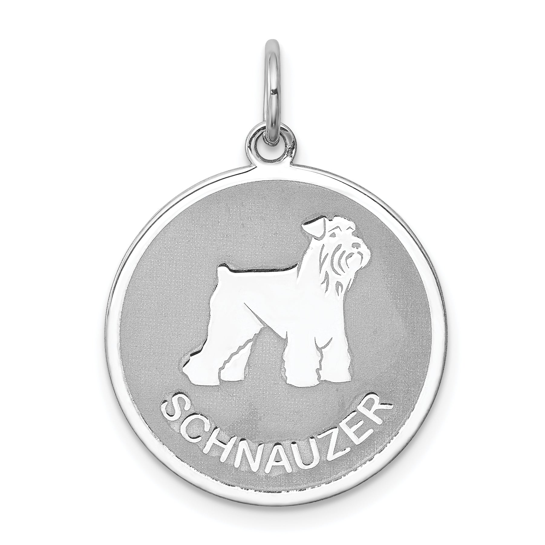 Sterling Silver Rhodium-plated Schnauzer Disc Charm Main image