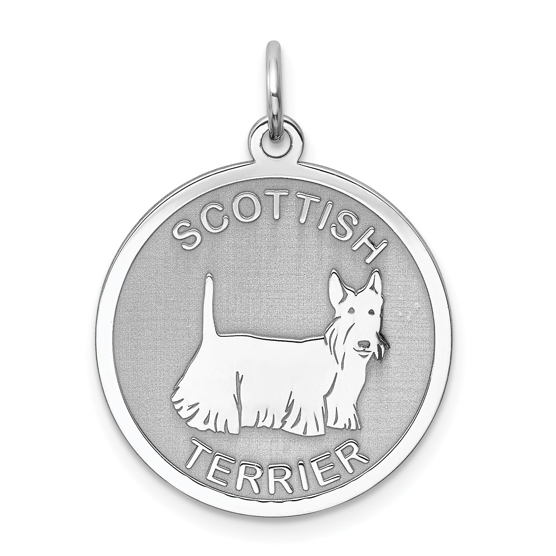 Sterling Silver Rhodium-plated Scottish Terrier Disc Charm Main image