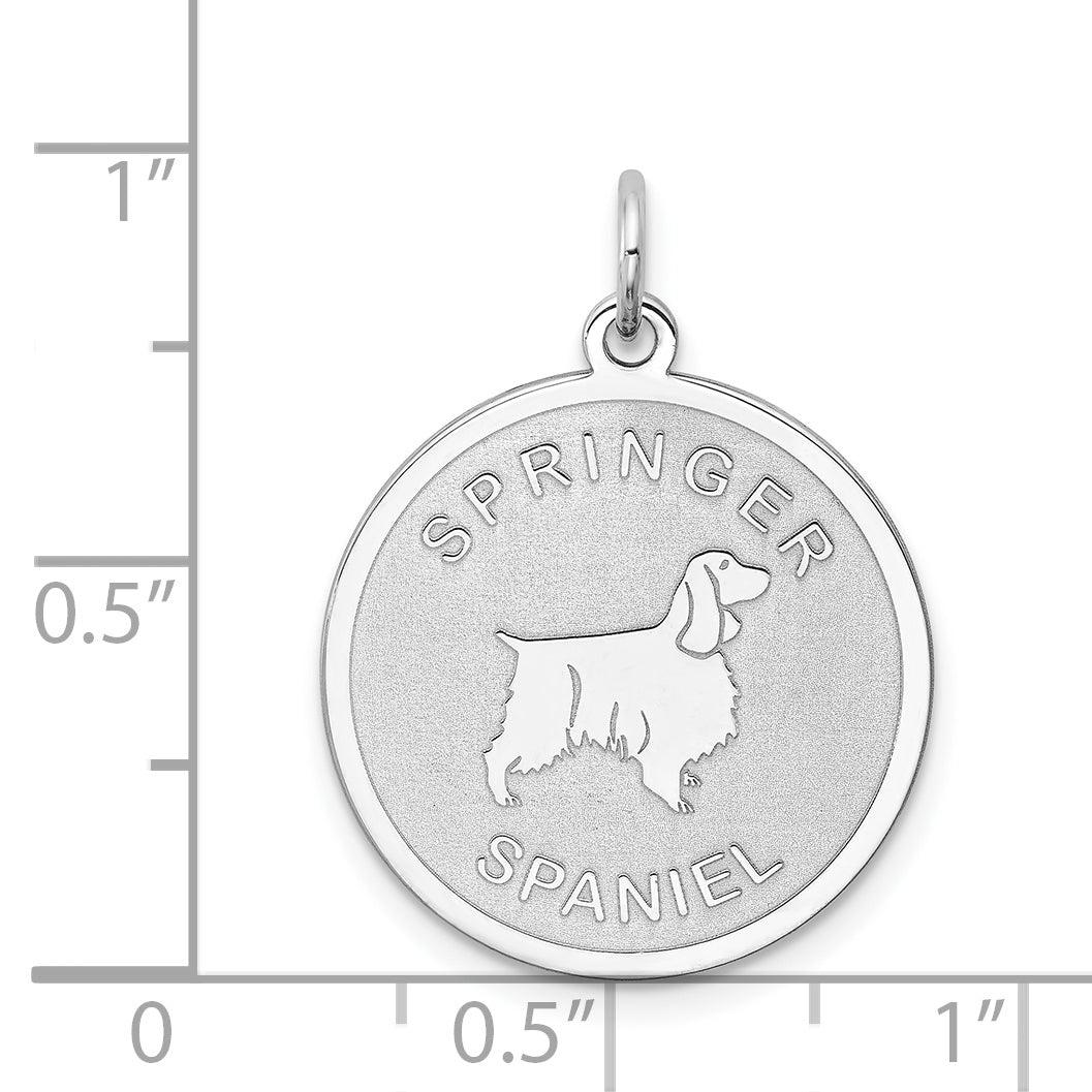 Sterling Silver 925 Rhodium-Plated Springer Spaniel Charm Engravable Elegant Design