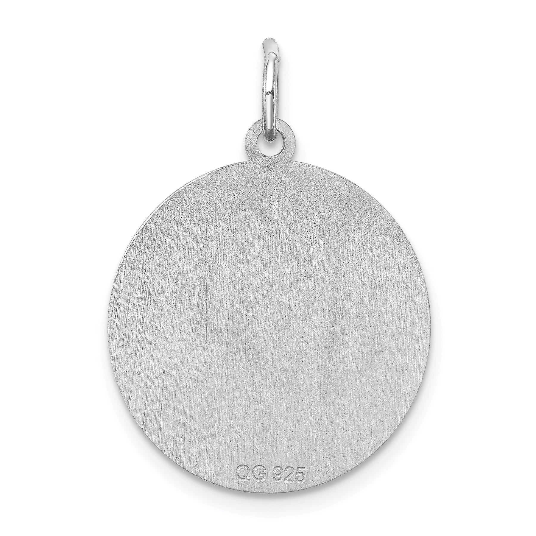 Sterling Silver St. Bernard Disc Charm, Rhodium-Plated, Engravable, Laser Finish